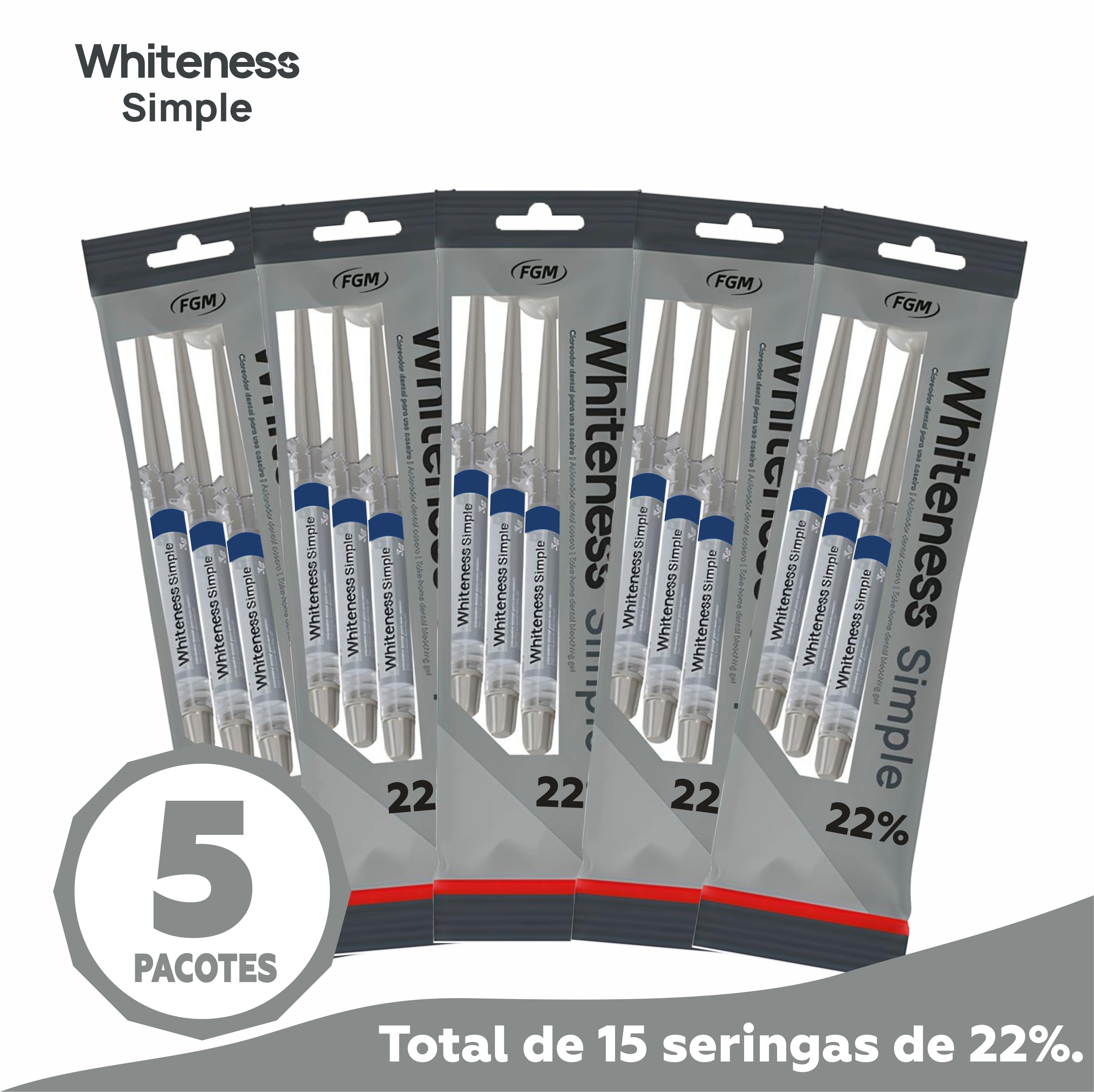 5x Clareador Dental Whiteness Simple 22% ...